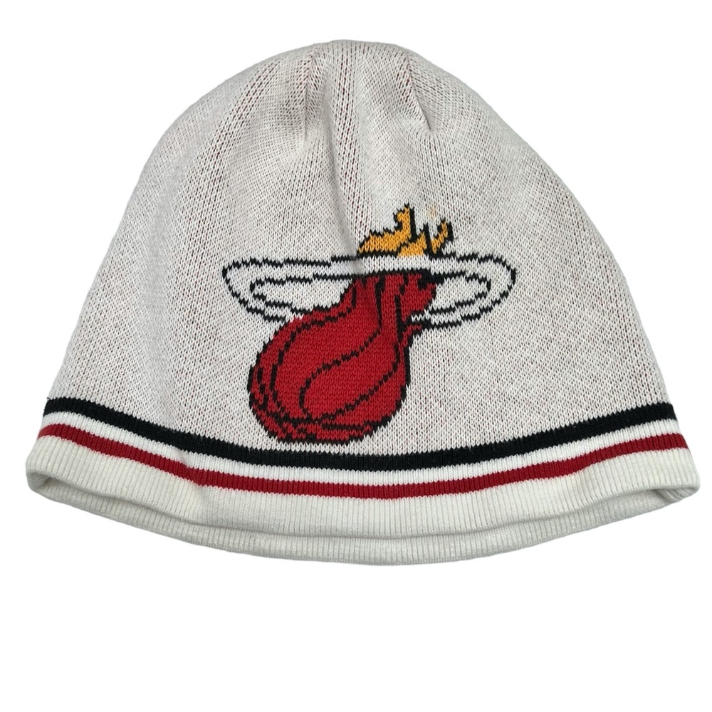 ADIDAS NBA MIAMI HEAT KNIT WHITE BEANIE SNOW HAT